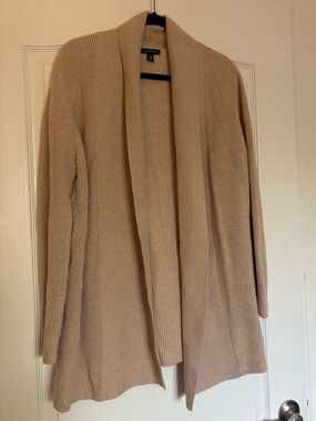 Lands' End Wool Blend Open-Front Ribbed Cardigan